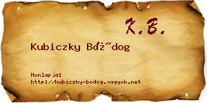 Kubiczky Bódog névjegykártya