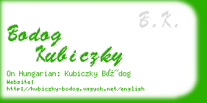 bodog kubiczky business card